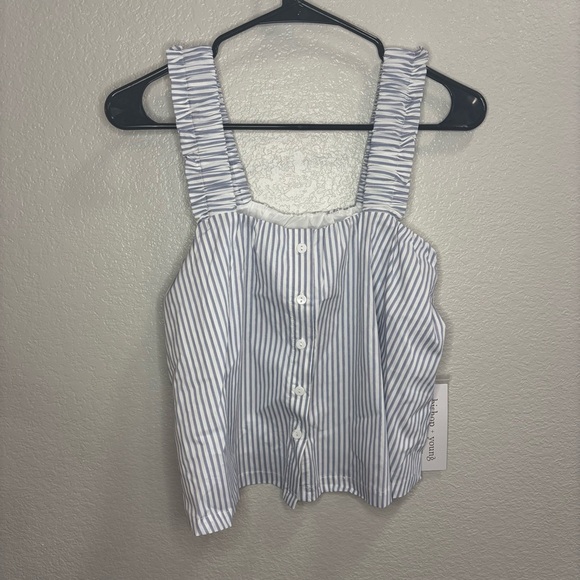 NWT Bishop + Young Anthropologie Striped Blue Sleeveless Top - Picture 1 of 4
